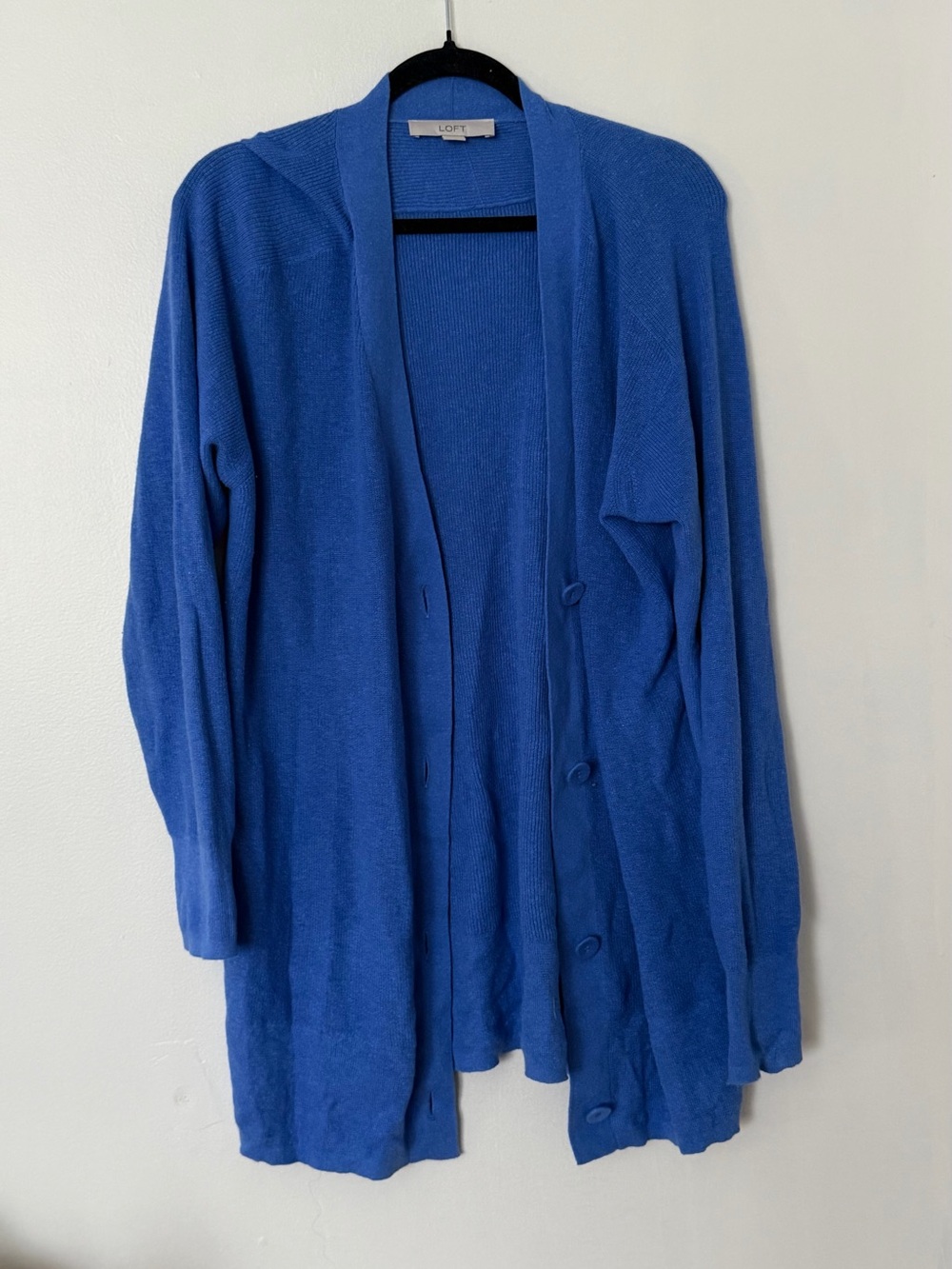 LOFT Cobalt Blue Button-Front Open Cardigan